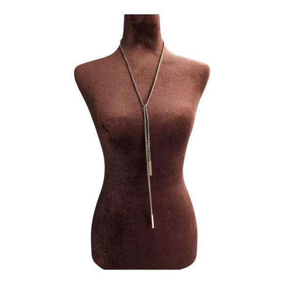 Calvin Klein Wrap goldtone bar pendant chain necklace * belt - Picture 7 of 8